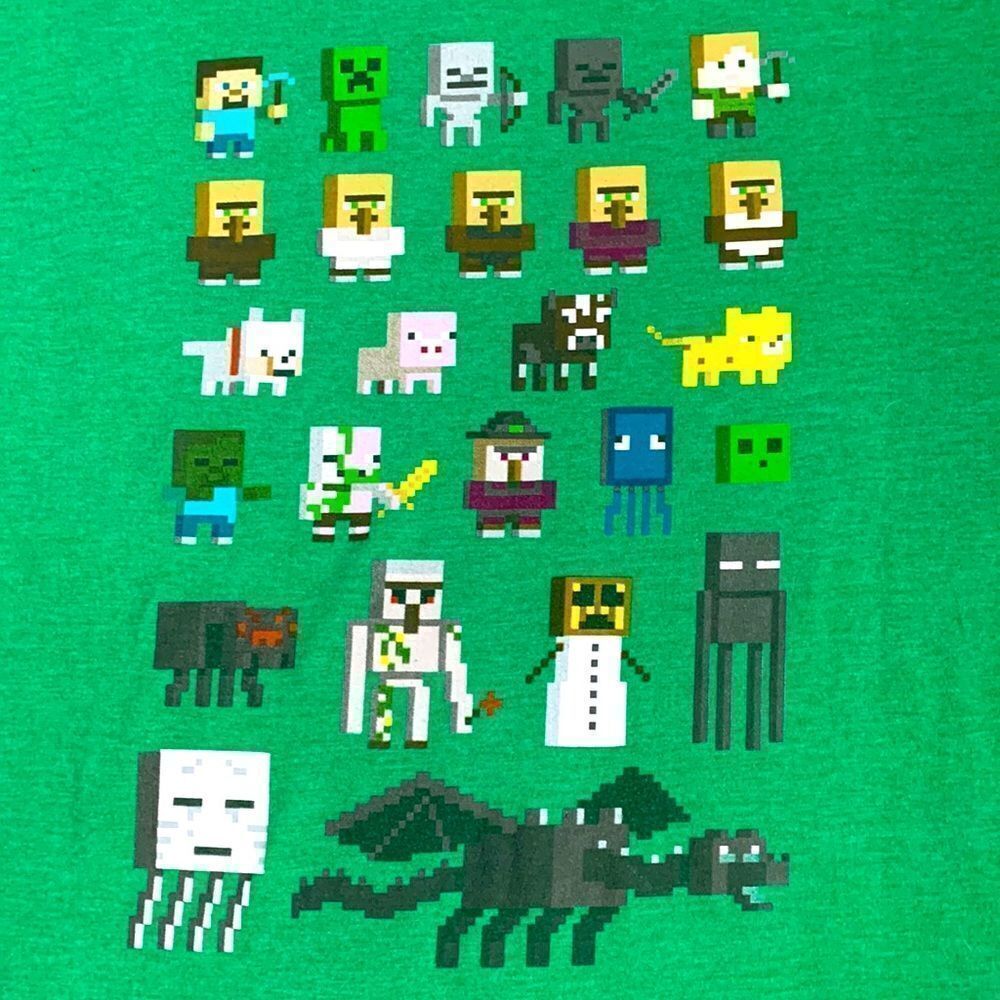 Minecraft Game Graphic T-Shirt 2X Kids Green